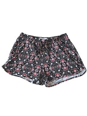Mudd Black Floral-Print Shorts with Pink & Gold Accents